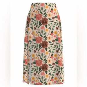NWT SHEIN X Floral Maxi Skirt With Front Slit - Waist 16